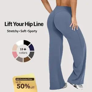 Soft Motion Straight Leg Bottoms Women's Breathable Workout Sportswear Gym Outdoor Yoga Pants - Stretch Tights Joggers Fitness Sports Wide Sweatpants