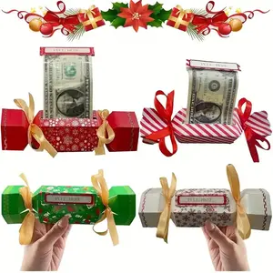 4pcs Mix Christmas Surprise Money Pull Pouch, Money Pull Pouch, Candy Pull out Money Pouch, Christmas Surprise Money Box Gifts bridesmaid proposal box