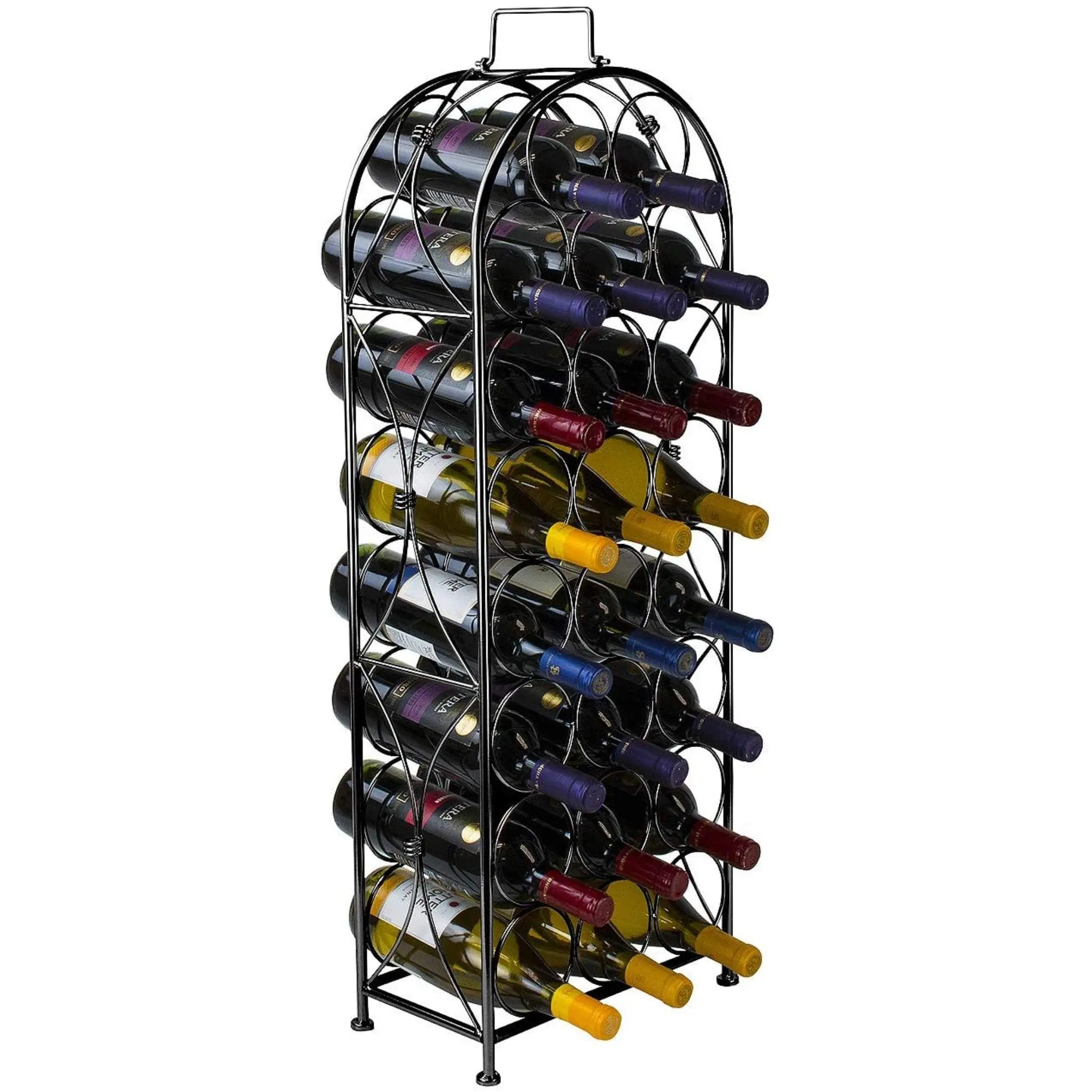 French Style Bordeaux Chateau Wine Rack, 23-Bottle Capacity Home Organizer, Wine Cabinet for Home