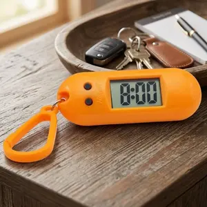 Oval Digital Watch Keychain - Portable Electronic Timepiece for Keys, Multifunctional Mini Clock Pendant, Kids Time Management Tool, Learning Timer Accessory, Stylish Wristwatch-Inspired Key Ring