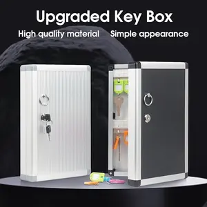 Single-unit wall-mounted key storage box suitable for schools, hospitals, car dealerships, property management, factories, offices, home garages, and similar locations. Features 24 labeled compartments, lockable key storage box, key storage cabinet.