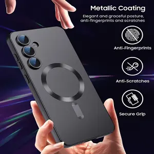 Soft Matte Magnetic Case for Samsung Galaxy A17, A07, A56, A36, A26, A16, A06, A55 5G, A35 5G, A15, A25, A05s, A05, A14, A24, A34 and A54, Includes Camera Lens Protector