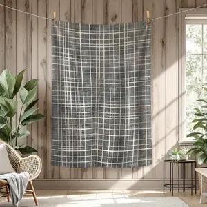 1 Piece Soft Plaid Blanket - Lightweight Four Seasons Sofa Bed Cover, Gray and White Checkered Pattern, Modern Home Decor Suitable for Living Room, Bedroom - Easy Care Durable Design, Classic Checkered Pattern, Multi-functional Fabric