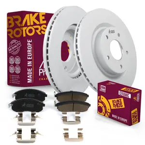 3 PC Front Ceramic Disc Brake Pad Set & Vented Brake Rotor Kit 96295MT