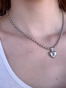 Minimalist Heart Necklace With Gift Box for Valentine's Day, Waterproof Jewelry, Silver Color Stainless Steel, Personalized Initial Letter Heart Shaped Pendant, Love Necklaces, All Seasons Necklaces