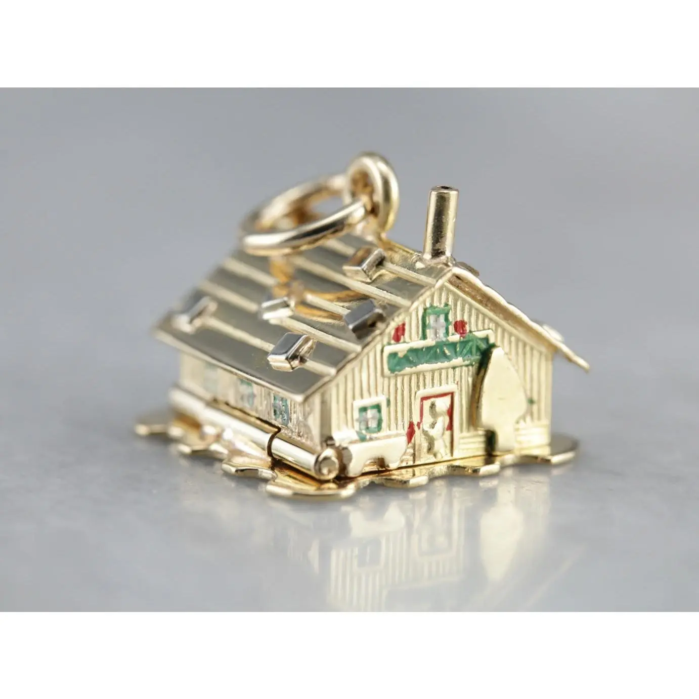 Vintage Enamel Gold House Charm