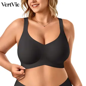 Vertvie Jelly Bras for Women No Underwire Wireless Supportive Padded Bra Underarm-Smoothing Seamless Push Up Full Coverage T-Shirt Sports Bra