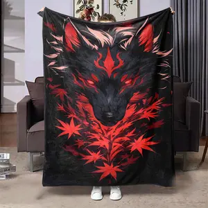 Wolf Pattern Soft Blanket, Cool Bedroom Bedding Blankets, Air-Conditioned Room Blanket, Warm Nap Blanket For Home Office Travel Camping