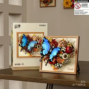 765/727/781pcs Building Blocks Creative Flower Bouquet Set, Sunflower Butterfly Photo Frame Puzzle Toy for Kids Boys Girls Birthday Gift, STEM Building Blocks, Bricks