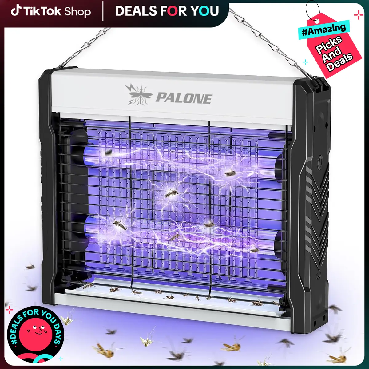PALONE Electric Bug Zapper,Electric Insect Zapper for Indoor & Outdoor,Fly Trap with Washable Tray,Pest Control for Home,Garden,Kitchen,Commercial Use