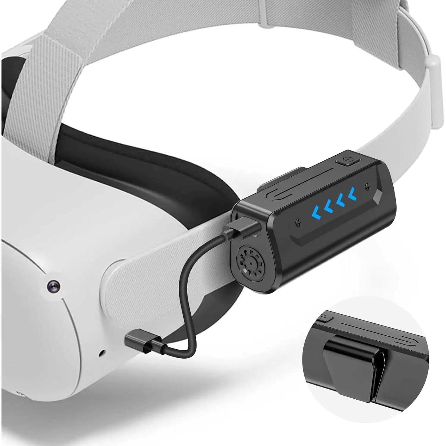 5000mAh Battery Pack for Meta Quest 2, Lightweight Extended VR Battery Pack Charger Accessories for Meta Oculus Quest 2 Original Head Strap and Elite Strap, for Extra 2-4H Playtime - Black