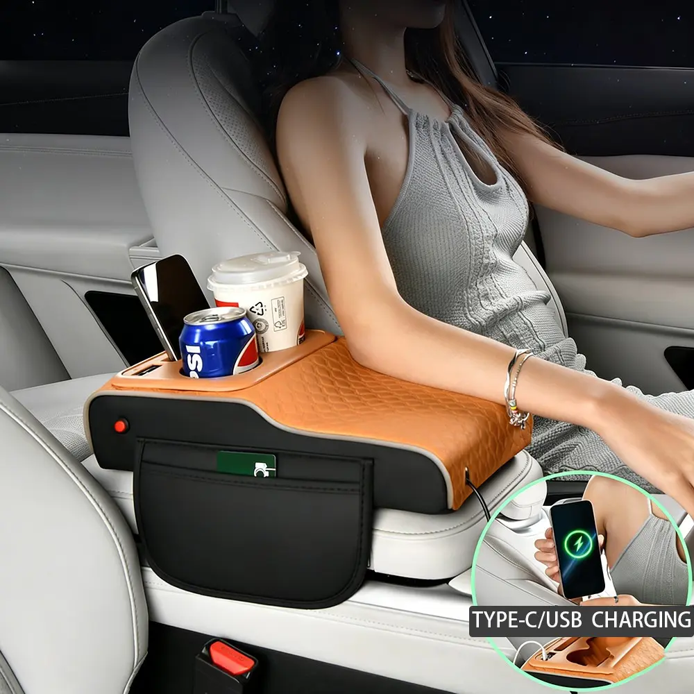 Season-Neutral Ten-In-One Starry Sky Central Armrest Cushion Storage Cup Holder Heightening Pad Wear-Resistant Protective Cover Car Organizers And Storage Easy Clean Car Cup Holders