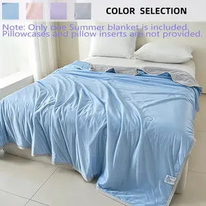 Lightweight Ice-Feel Air Conditioning Blanket, Simple Style Ice Blue, Breathable, Suitable for Bedroom, Office, Car, All Seasons