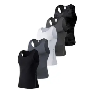 5 Pack Men Quick-Dry Running T-Shirts compression tank top Sleeveless Gym Mens Tank Top Fitness Workout Vest Athletic Activewear Sports Outfits