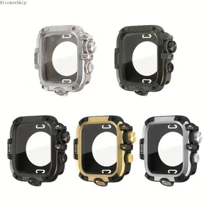 2026 NEW Suitable for Apple Watch Case 456SE789 Generation 44Mm/45Mm Compatible with S10 Series 46Mm Watch Protective Case Film Integrated PC Material + Metal Protective Case Set