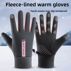 Winter Gloves Women Fleece-Lined Warm Water-Repellent Touchscreen Outdoor Cycling Riding Electric Bike Sports Non-Slip Gloves Men