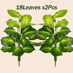 Realistic Artificial Plants, 2 Trees with 18 Leaves Each, Core Monstera, Home Decor for Living Room Sofa Edge