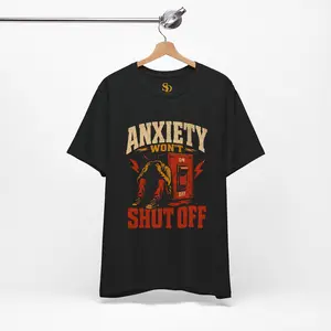 Anxiety Wont Shut Off T-Shirt Mental Health Awareness Panic Disorder Graphic Tee Light Switch Design for Men and Women