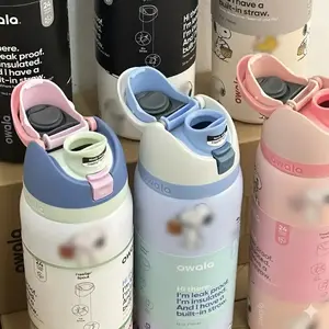 Owala 32oz Sno0-py Water Bottle Insulated Leak Proof with Straw BPA Free Reusable Cute Cartoon Bottle for Gym Travel Hydration