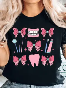 Custom Dentist Pattern T-Shirt, Dental Assistant Shirt, Suitable Gift for Dental.