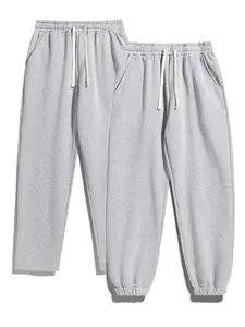 Men's Solid Drawstring Waist Thermal Lined Sweatpants, Casual Comfy Straight Leg Pants & Jogger Pants for Fall & Winter, Men's Trousers for Daily Wear