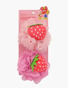 Strawberry Shortcake 2PC Bath Sponge Set - Pink Exfoliating Sponges with Strawberry Design for Fun Bath Time