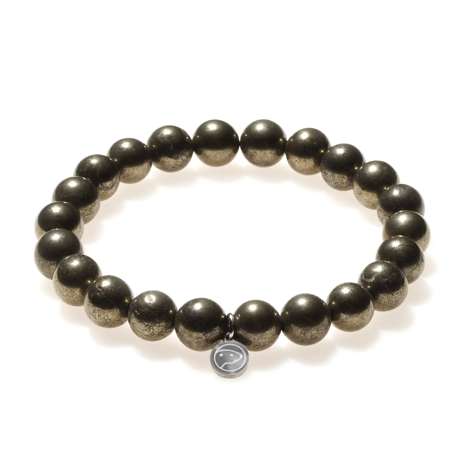 Pyrite Bracelet, Otter Spirit, Women, 8mm Beads, Crystal Bracelet, Pyrite, Solar Plexus Chakra, Prosperity, Confidence, Sterling Silver Otter Charm