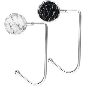 Purse Hanger, Bag Hanger, Handbag Storage Decor Table Hook for Women (White+Black Marble)