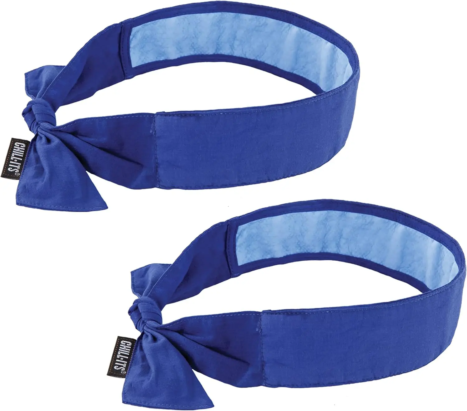 Chill Its Cooling Bandana, Lined with Evaporative PVA Material for Fast Cooling Relief, Tie for Adjustable Fit, Blue, 2-Pack