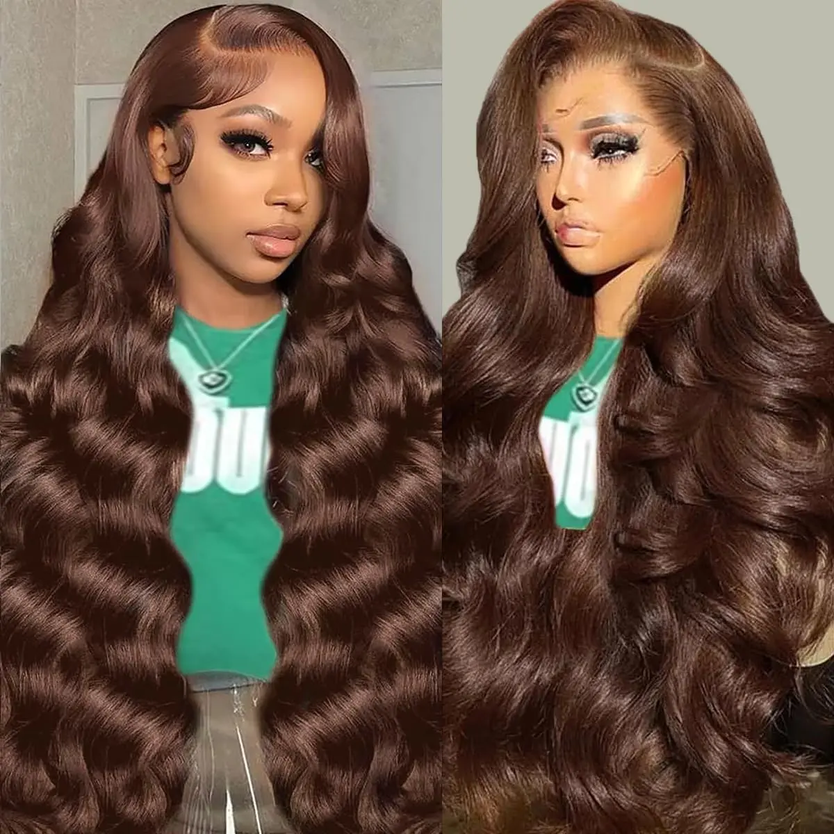 180% Density 30inch #4 Chocolate Brown/ #1 Jet Black 13x4 Body Wave Lace Front Wig Transparent Lace Wig #TikTokShopHolidayHaul