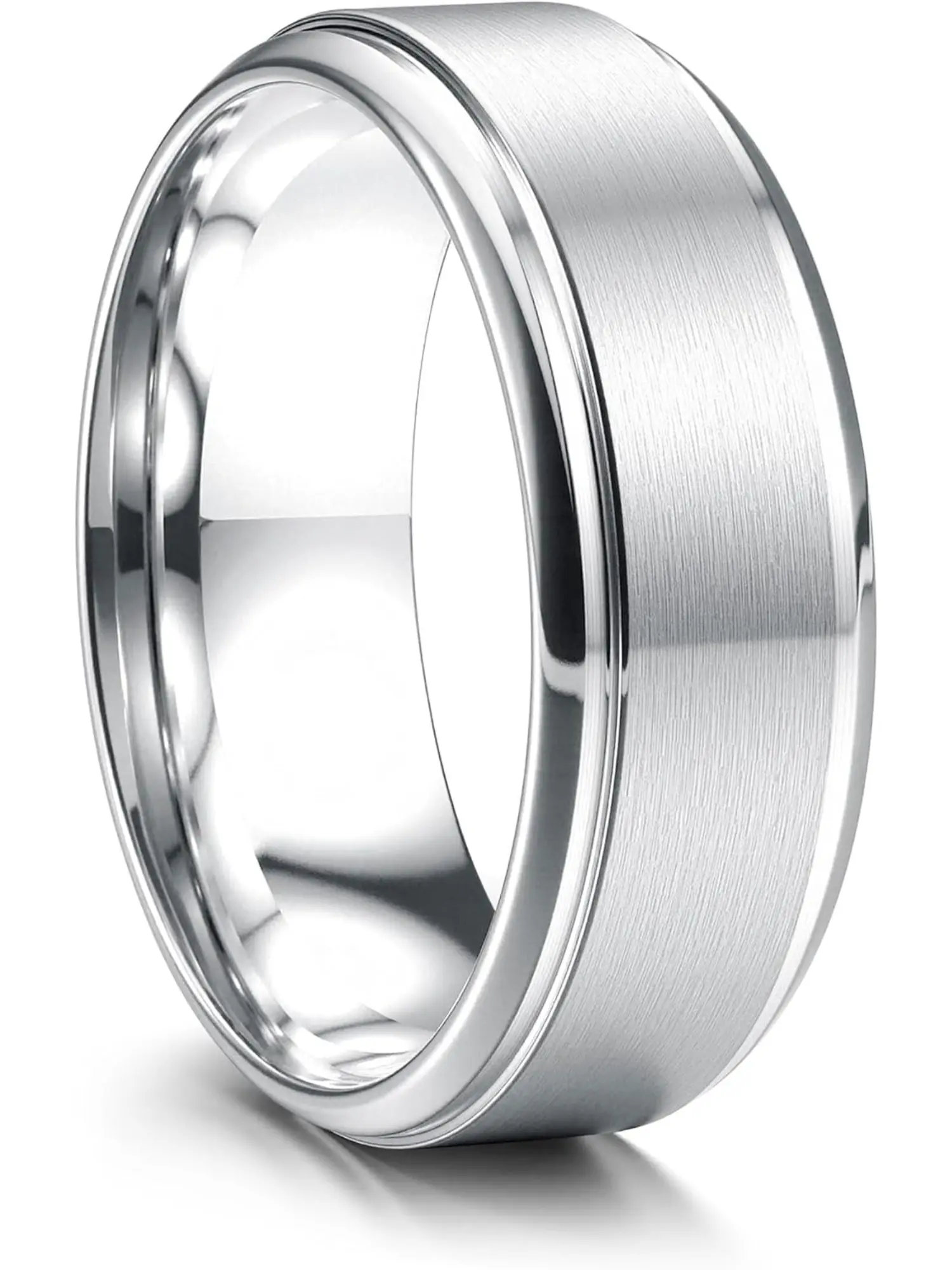 1 Pc Premium Silvery Cool Thumb Ring for Men Women Matte Surface with Polished Beveled Edges Sophisticated Dual-texture Design High-grade Stainless Steel for Strength Longevity Hypoallergenic Safe for Sensitive Skin