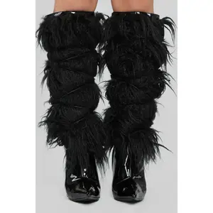 Feather Knee Length High Heel Boots