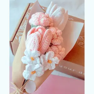 Handmade Crochet Flower Bouquet Blanket,Crochet Tulips,Preserved Bouquet,Teacher Gifts for Women,Graduation Flower Bouquet,Teacher Appreciation Gifts