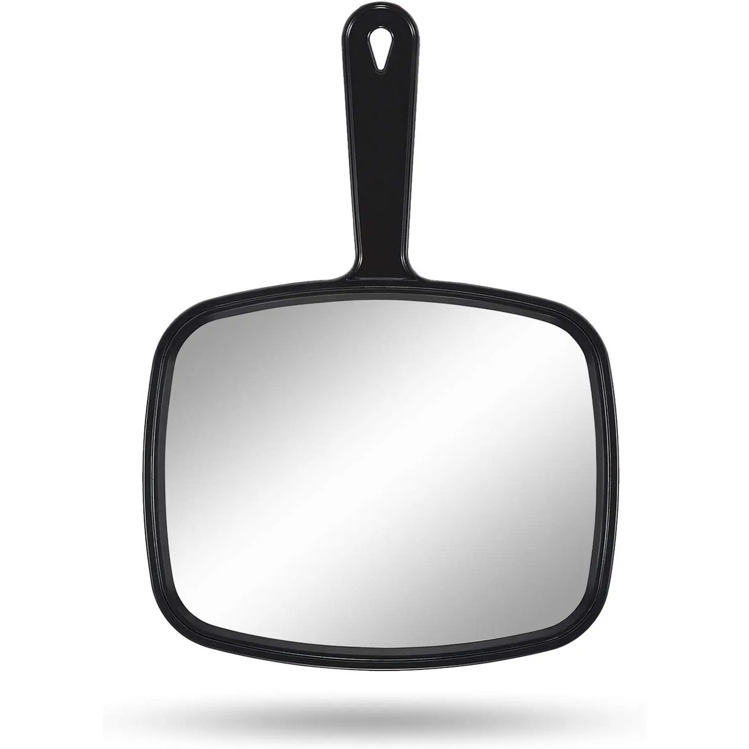 Portable Black Square Handheld Mirror with Handle, 10.3x7.4" Size, Distortion-Free, Modern Vanity Aesthetic Design, Large Reflection Surface, for Hairdressers’ Back Hair Checks & Dresser Decor