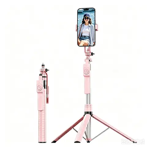 Qawtor 74.8in Portable Extendable Adjustable Selfie Stick-Tripod Stand - 360° Rotatable, Wireless Bluetooth, 10mRemote Control, Detachable Base, Button-Operated, EasySetup, Smartphone Accessory for Vlogging, LandscapeRecording