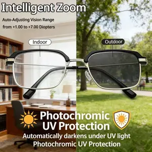 Photochromic Reading Glasses Auto Darkening TransitionLenses Blue Light Blocking UV Protection Lightweight UnisexReaders for Seniors,Lightweight Auto-Focus PhotochromicReading Glasses for Men Women, UV Protection