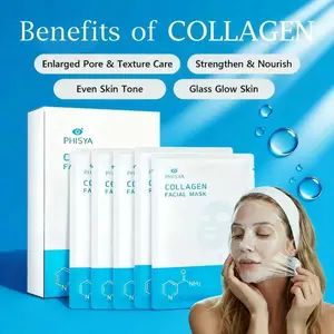 [PHISYA] Collagen Treatment Mask (5 pieces) contains hyaluronic acid and collagen. This facial mask is suitable for all skin types. Moisturizing Collagen Lifting Mask Moisturize Plant collagen face mask Jelly Gel Hydrating Natural Nighttime Mask