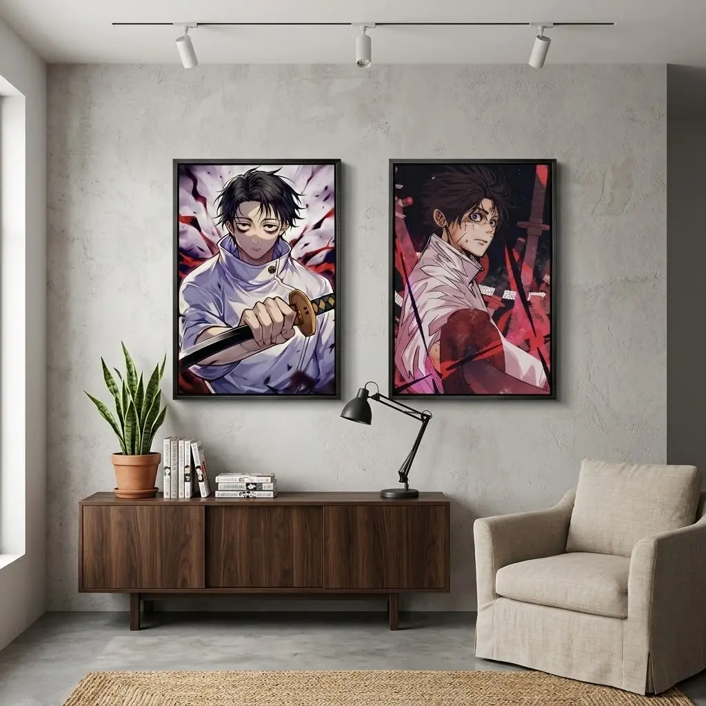 Jujutsu Kaisen Yuta Okkotsu Painted Anime Canvas Wall Art Print, Anime Aesthetic Home Decor for Bedroom, Living Room Wall Decoration