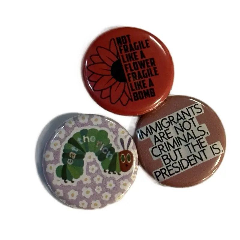 Liberal Button Pack - Set of 3 1.25 Inch Buttons with Eat the Rich and President is a Criminal