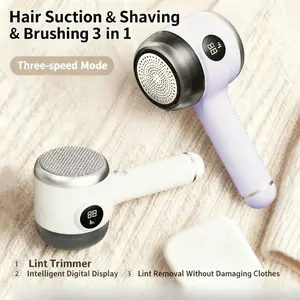3-in-1 Digital Display Fabric Shaver Electric Lint Remover & Fuzz Cutter Rechargeable Portable 3-Speed 3-Hour Battery Life for Clothes Couches Bedding