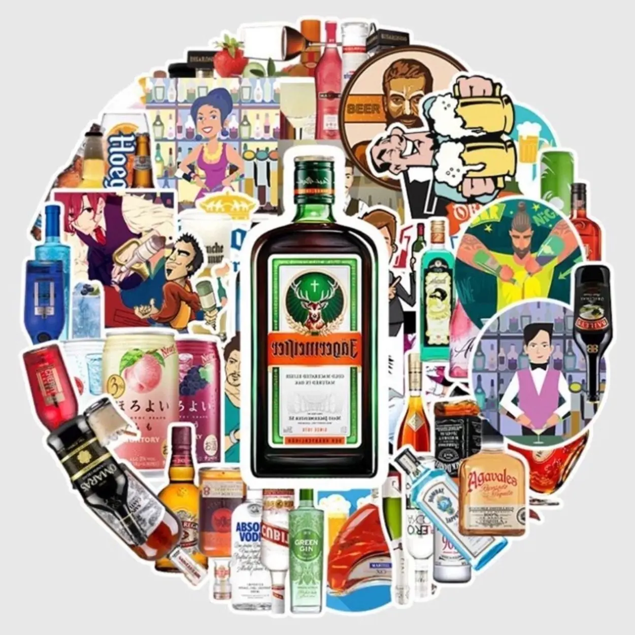 ! CLEARANCE ! 62 Alcohol Drinks Sticker Pack. Absolute Vodka, Sam Adam ...