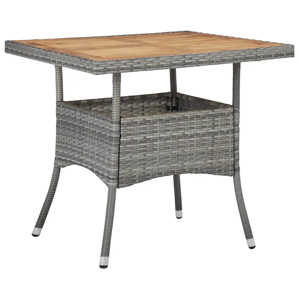 vidaXL Patio Dining Table, Patio Table with Storage, Outdoor Table, Garden Furniture for Porch Deck Lawn Backyard Balcony, Solid Acacia Wood PE Rattan 46172