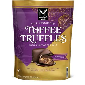 Member's Mark Milk Toffee Truffles with Sea Salt 19 oz - Creamy Milk Snack with Toffee Bits - Dessert Chocolate