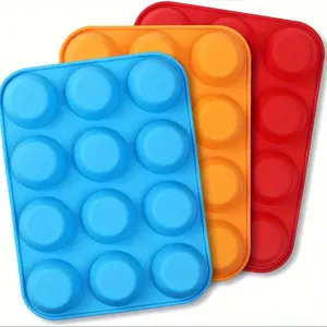 3PCS Silicone Muffin Pan, Non Stick Baking Cupcake Pan, 12 Cavity Mold, Oven Accessories, Baking Tools, Kitchen Gadgets, Kitchen Accessories Safe Design