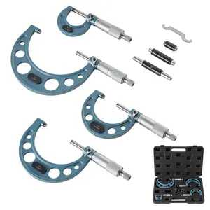 VEVOR 4 PCS Micrometer Set, Summervibes,Summervibes, 0-1"/1-2"/2-3"/3-4" Machinist Outside Micrometer, Ultra-Precision 0.0001 Accuracy, Professional Machinist Tools with Protective Case, for Metalworking & Engineering