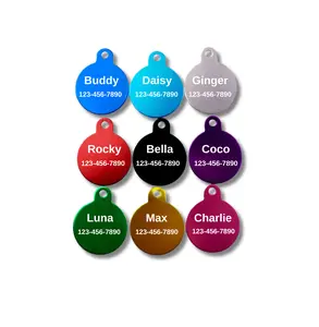 Cute Personalized Pet Name Tag – Double-Sided Round Engraved Dog Cat Accessory