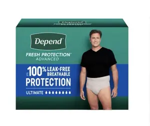 Depend Fresh Incontinence Underwear for Men, Discreet Fit, Size M-L (32-42), Odor Control, 72 Pieces