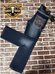 Ace-1485 Men's Western Cowboy Jeans Straight fit Boot Cut / Pantalon Vaquero para Hombre Diseno Moderno corte para Bota