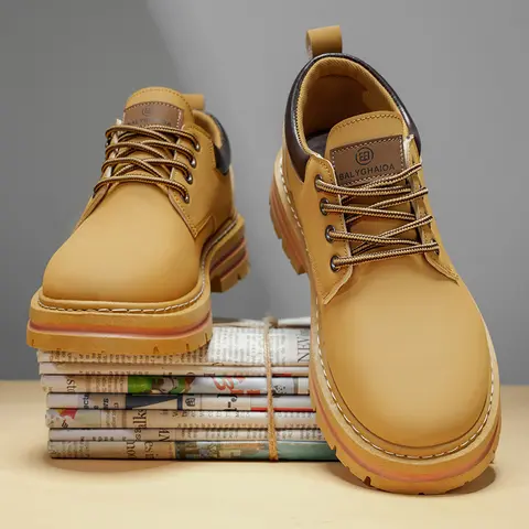 Men's Faux Leather Oxford Walking Shoes - Premium PU Upper, Dirt-Resist PU, Closed Design, Low Top, Round Toe, Waterproof, Non-Slip Heavy-Duty PVC Sole, Soft PVC Cuban Heel, Sleek Look Footwear for Work, Casual Commute