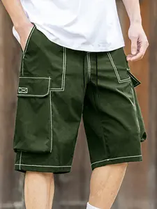 HanPath Cargo Shorts Elastic Waistband Drawstring Summer Casual Cotton Big & Tall Relaxed Fit Work Shorts